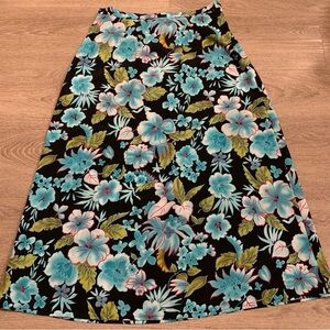 Sag Harbor Blue Hibiscus Floral Maxi Skirt Size 10P